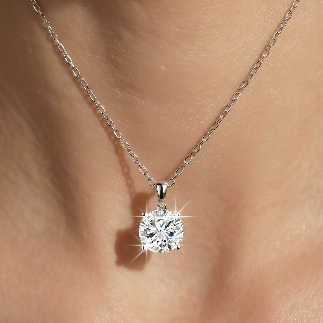 925 Sterling Silver Lab Grown Diamond Solitaire Pendant -1.69ct
