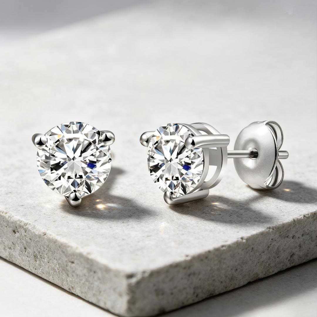 925 Sterling Silver Lab Grown Diamond Martini Earring Studs - 1.44ctw