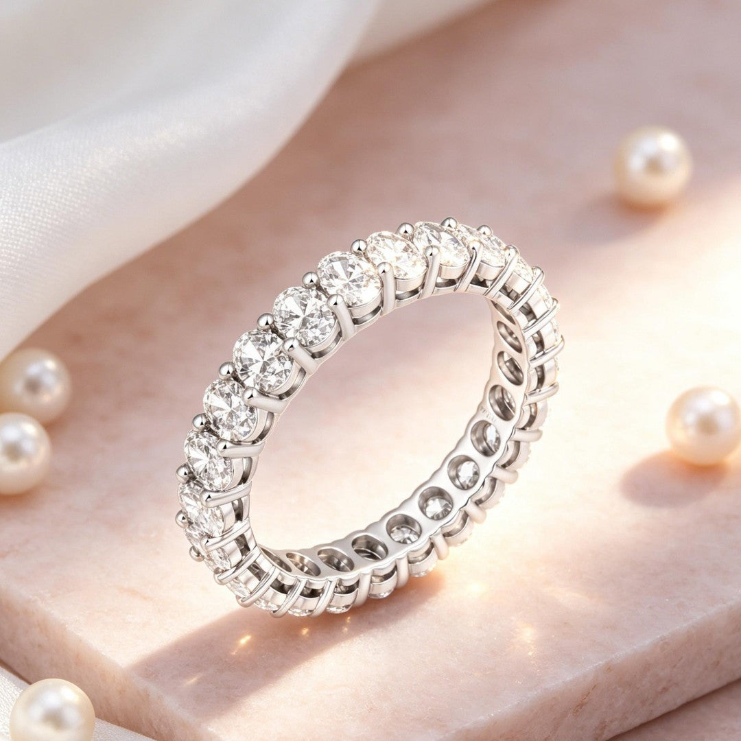 925 Sterling Silver Lab Grown Diamond Baggett Shape Band-2.19ctw