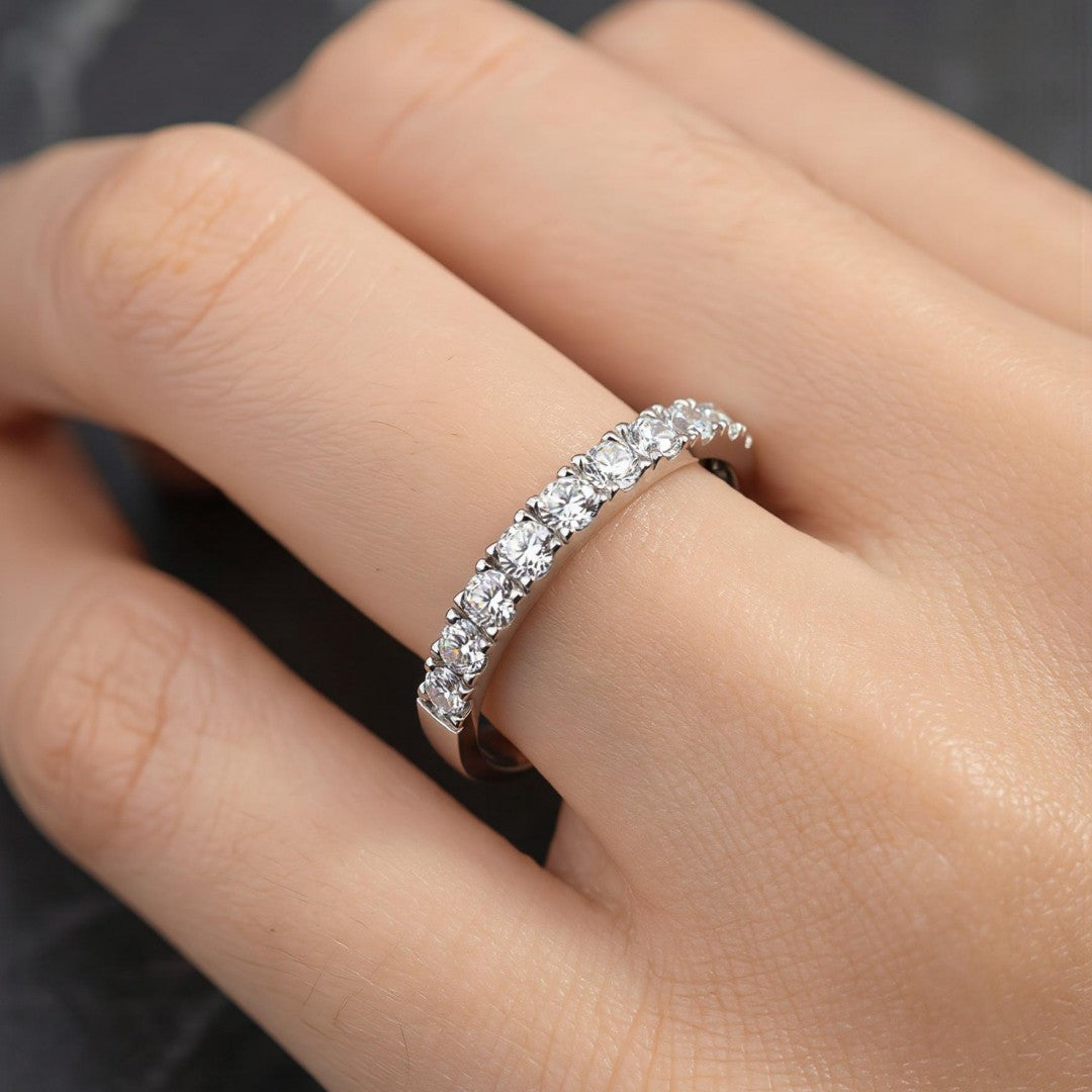 925 Sterling Silver Lab Grown Diamond Pave Band-0.52ctw