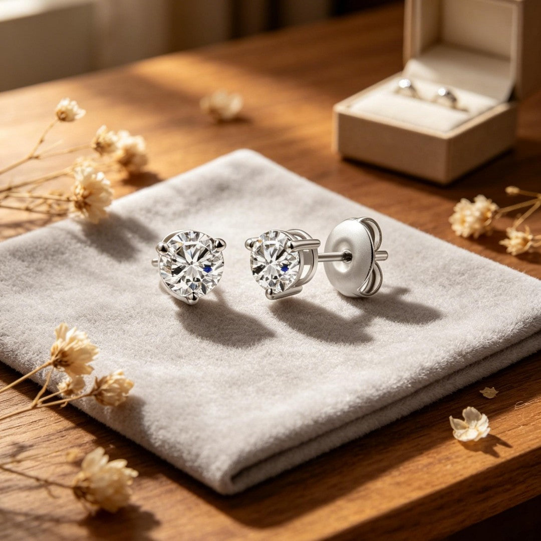 925 Sterling Silver Lab Grown Diamond Martini Earring Studs - 0.45ctw