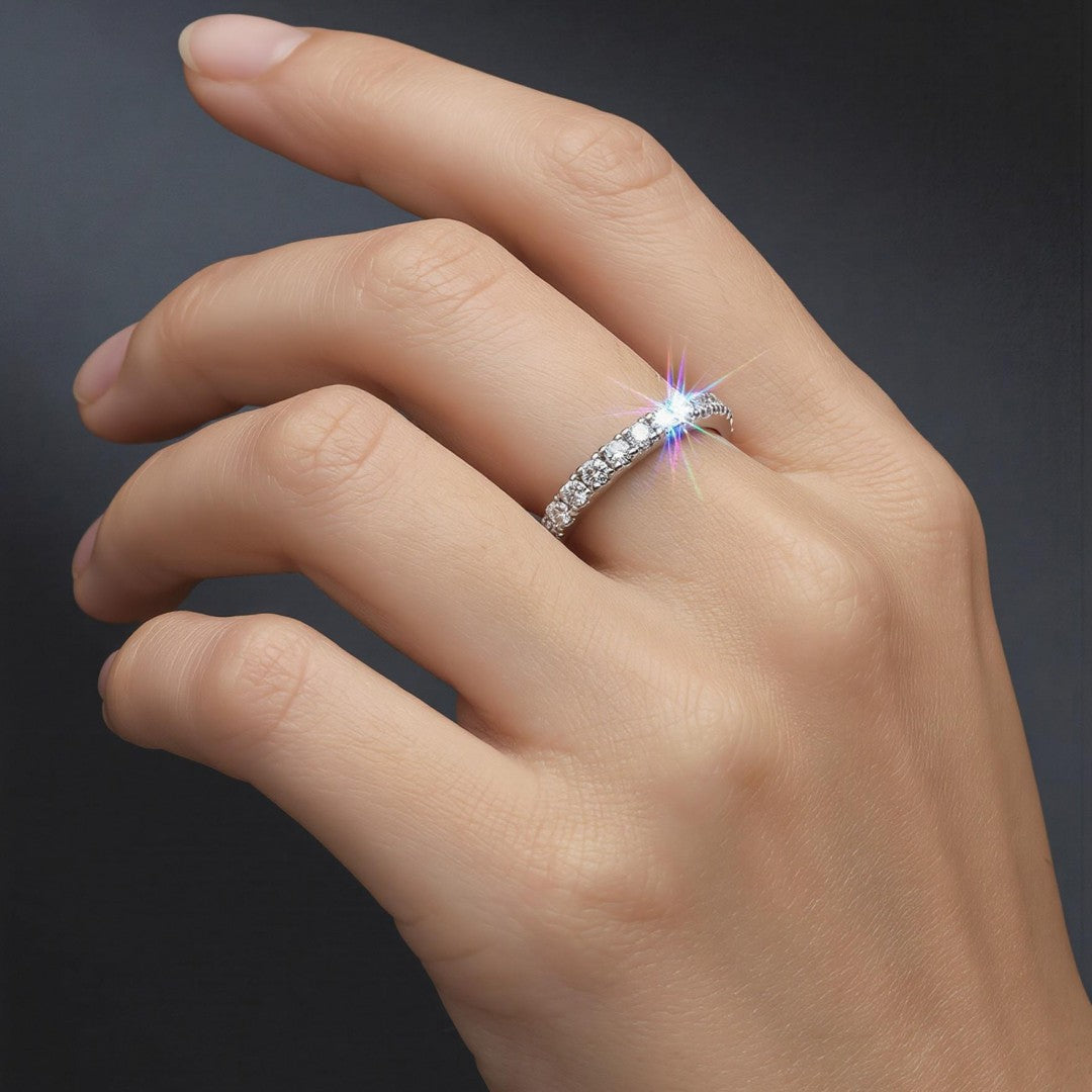 925 Sterling Silver Lab Grown Diamond Pave Band-0.39ctw