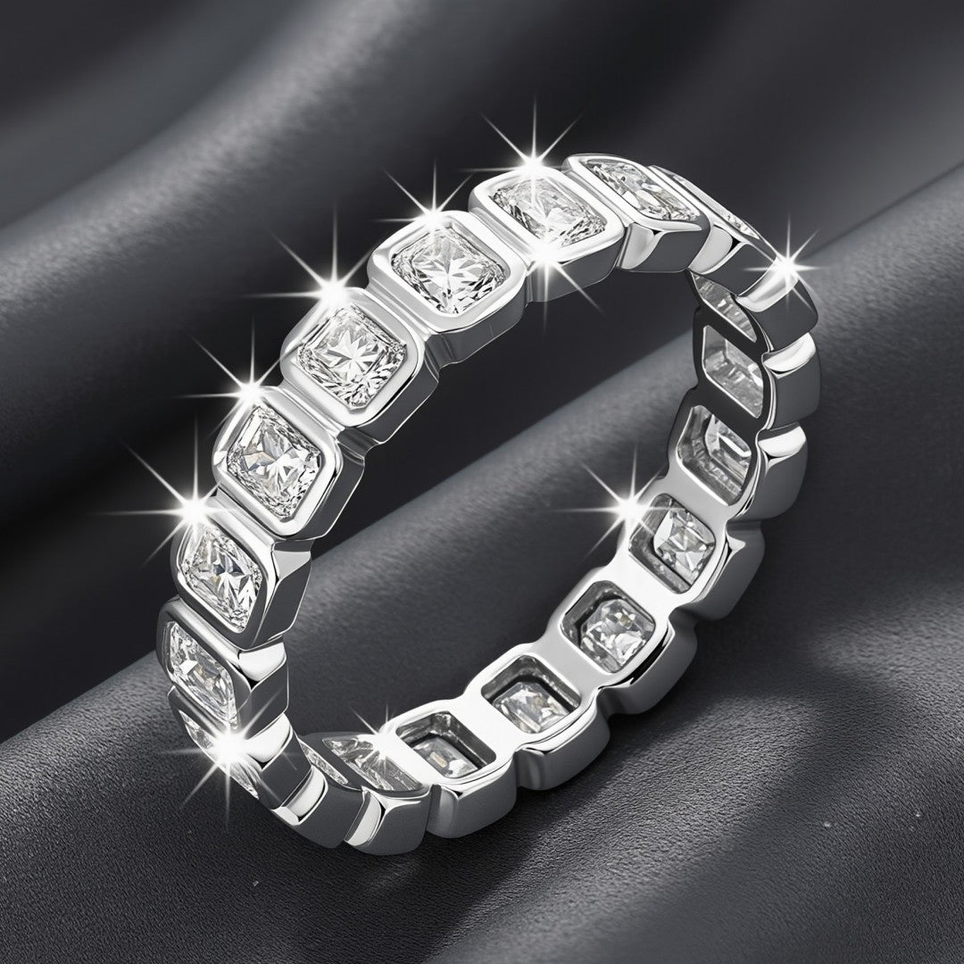925 Sterling Silver Lab Grown Diamond Baggett Shape Band-2.03ctw
