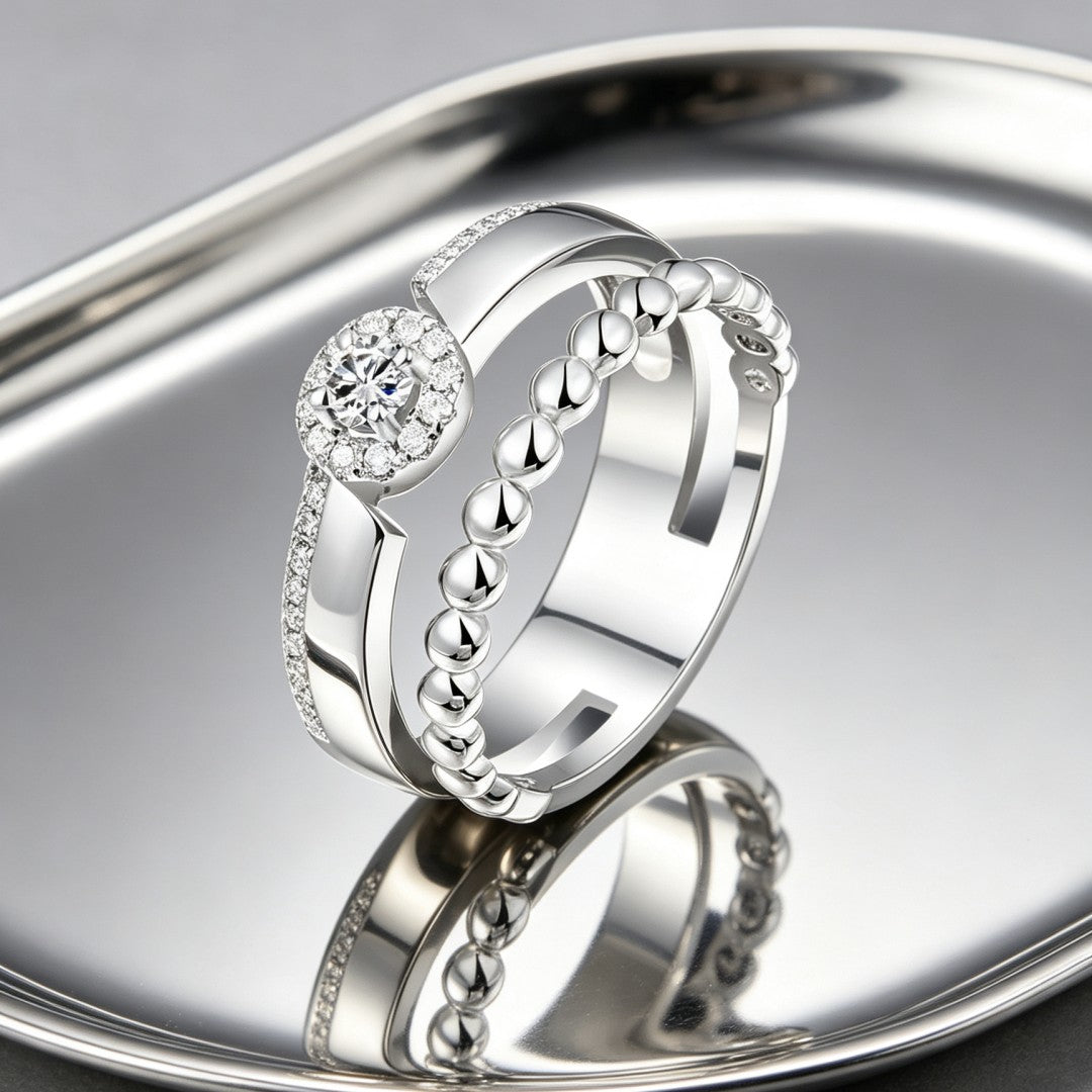 925 Sterling Silver Lab Grown Diamond Fashion Ring-0.287ctw