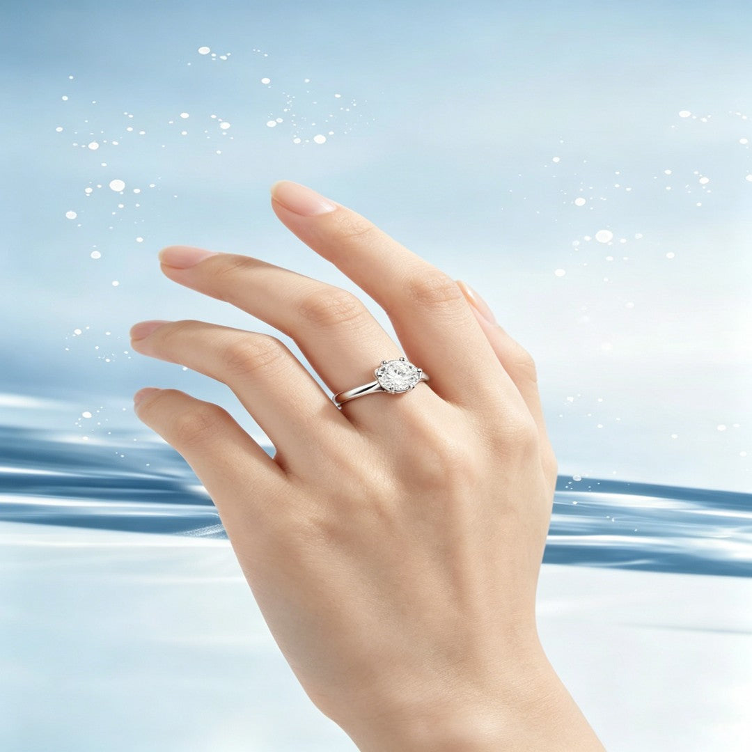 925 Sterling Silver Round Lab Grown Diamond solitaire Ring-1.02ctw