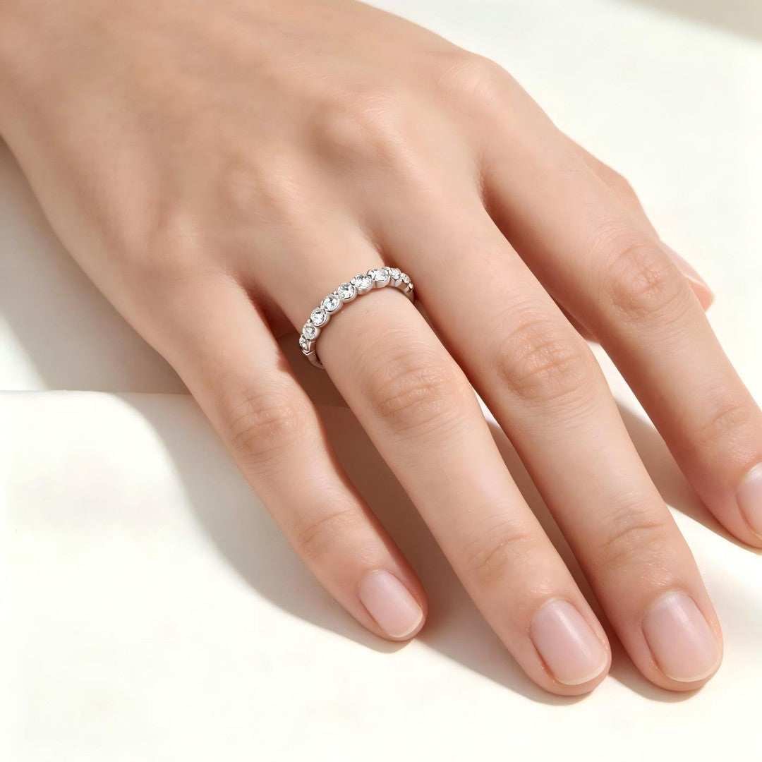 925 Sterling SilverLab Grown Diamond Single Shared Prong Halfway Band-0.515ctw