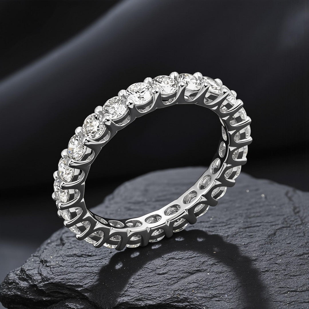 925 Sterling Silver Lab Grown Diamond Round Eternity Band-2.05ctw