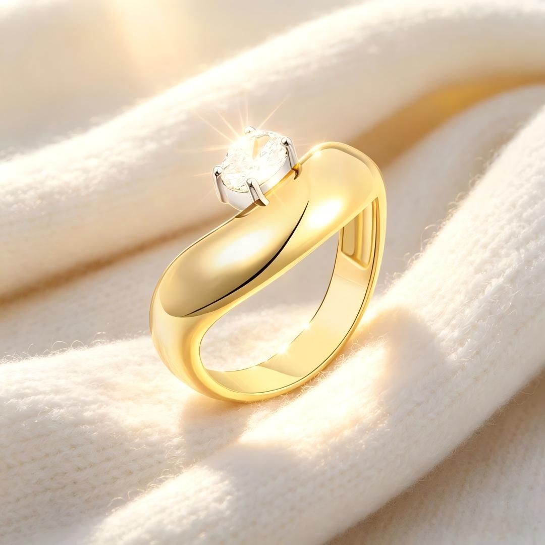 925 Sterling Silver Oval Cut Lab Grown Diamond Solitaire Ring-0.39ctw