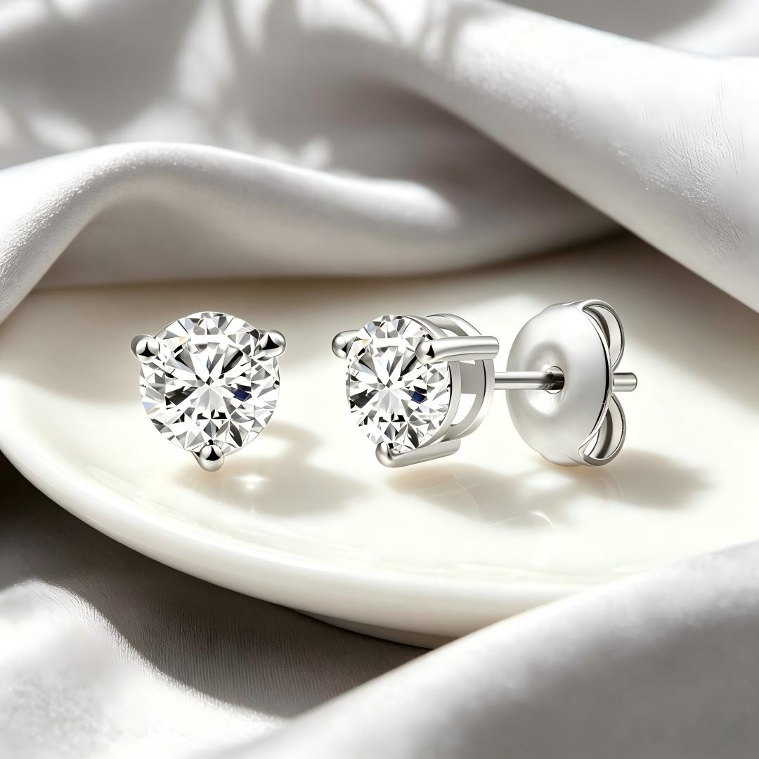 925 Sterling Silver Lab Grown Diamond Martini Earring Studs - 0.72ctw