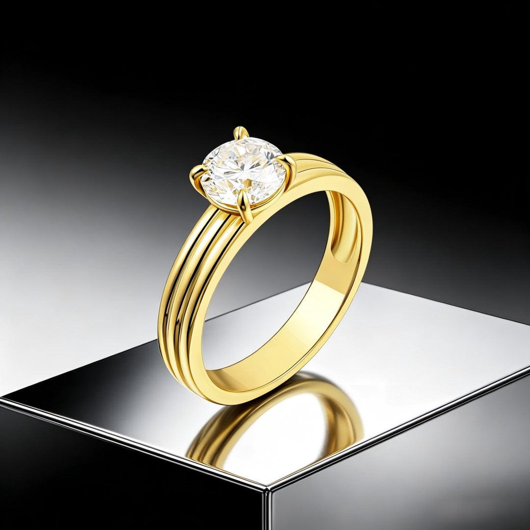 925 Sterling Silver Round Lab Grown Diamond solitaire Ring-1.08ctw