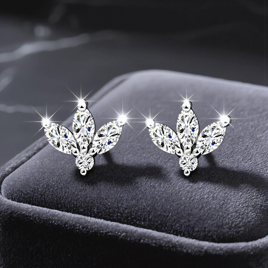 925 Sterling Silver Pear and Round Cut Lab Grown Diamond Earrings-0.407ctw