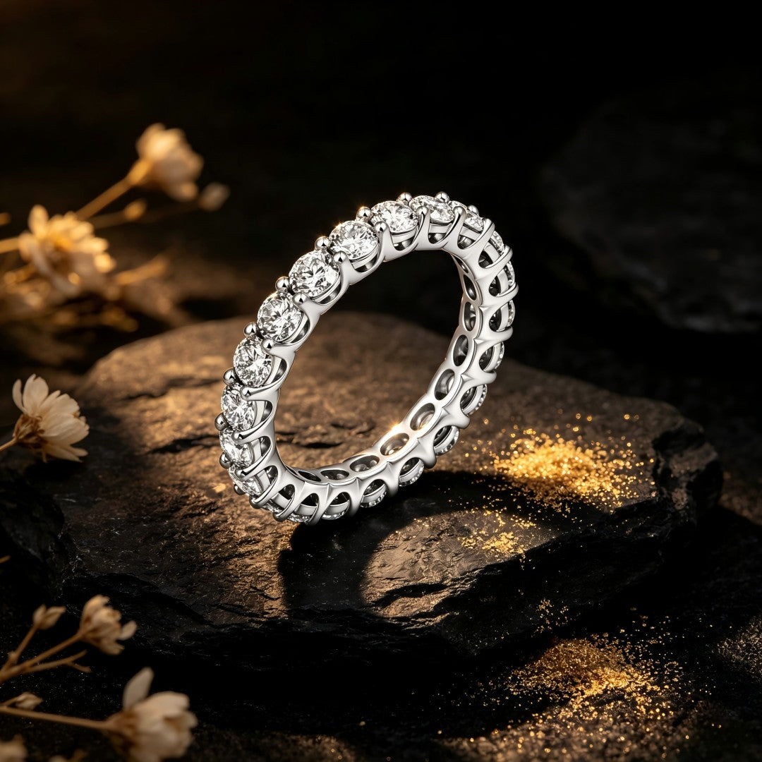 925 Sterling Silver Lab Grown Diamond Round Eternity Band-2.673ctw