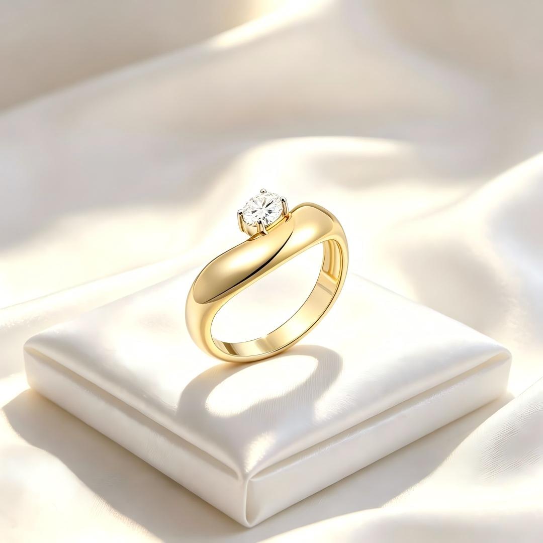 925 Sterling Silver Oval Cut Lab Grown Diamond Solitaire Ring-0.39ctw