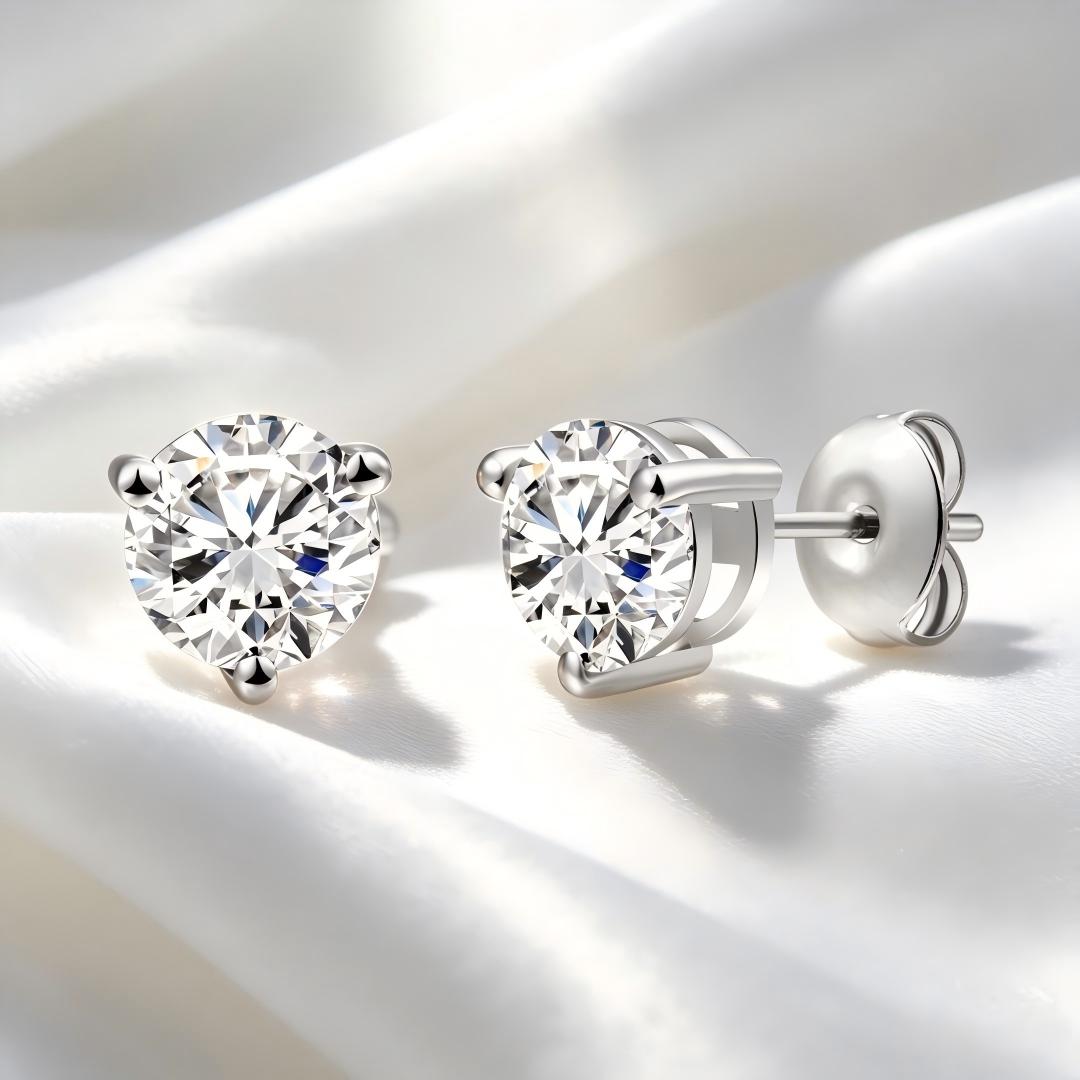 925 Sterling Silver Lab Grown Diamond Martini Earring Studs - 1.44ctw
