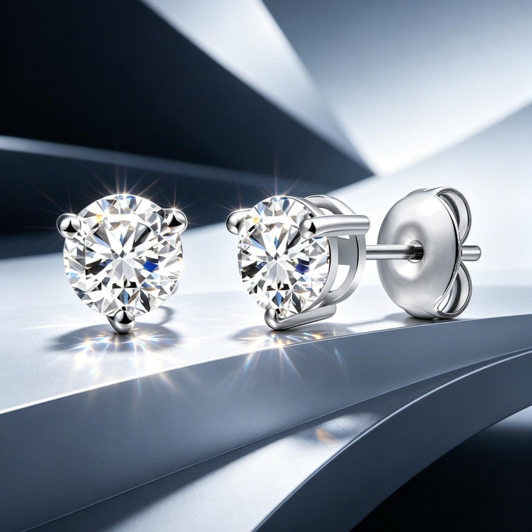 925 Sterling Silver Lab Grown Diamond Martini Earring Studs - 0.78ctw