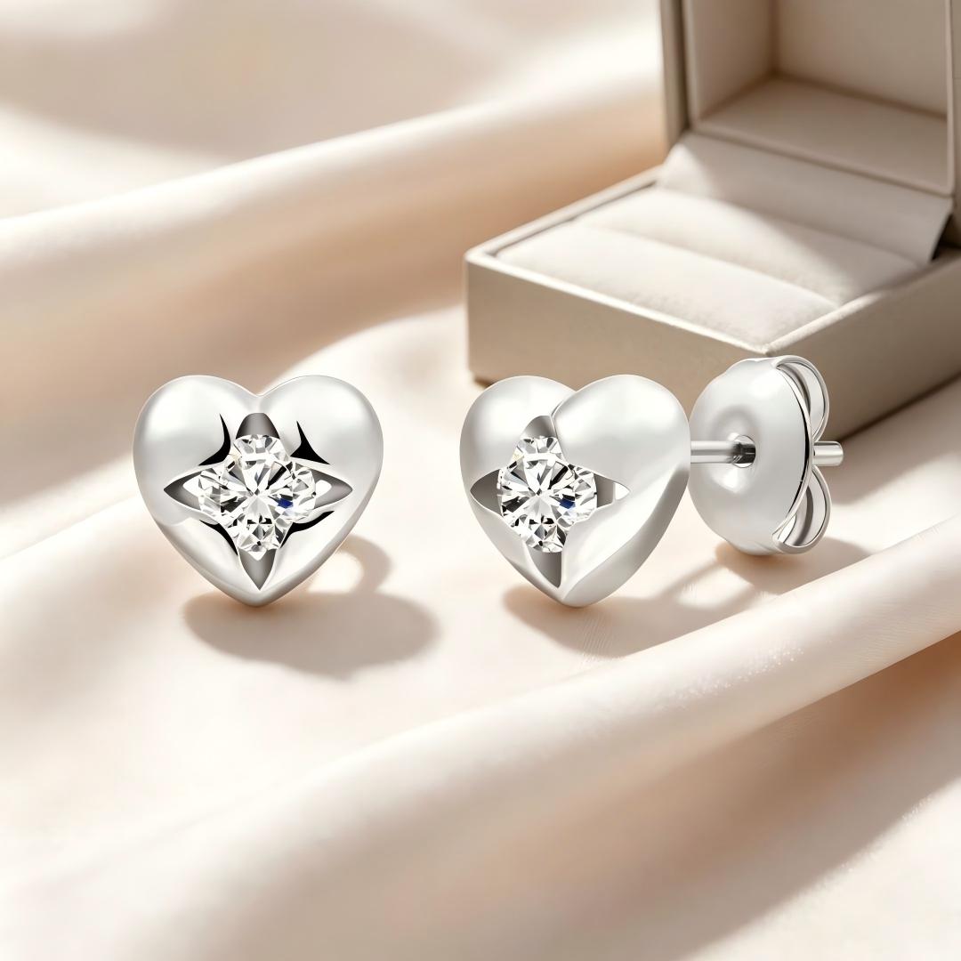 925 Sterling Silver Round Lab Grown Diamond Earrings-0.245ctw