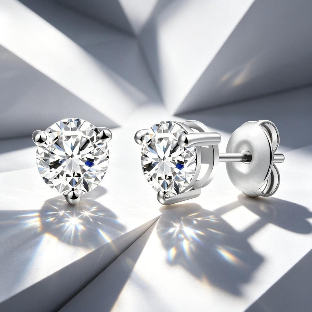 925 Sterling Silver Lab Grown Diamond Martini Earring Studs - 0.849ctw