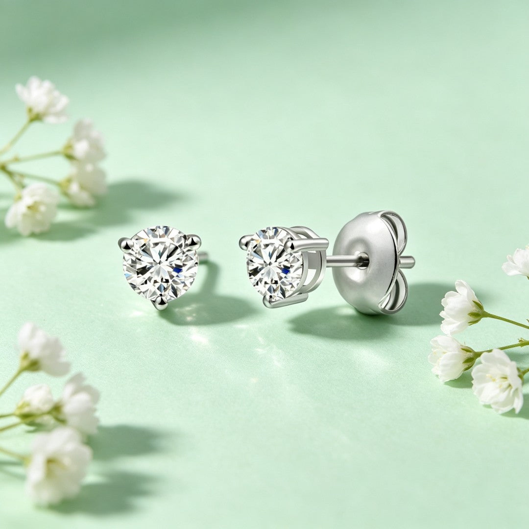 925 Sterling Silver Lab Grown Diamond Martini Earring Studs - 0.295ctw