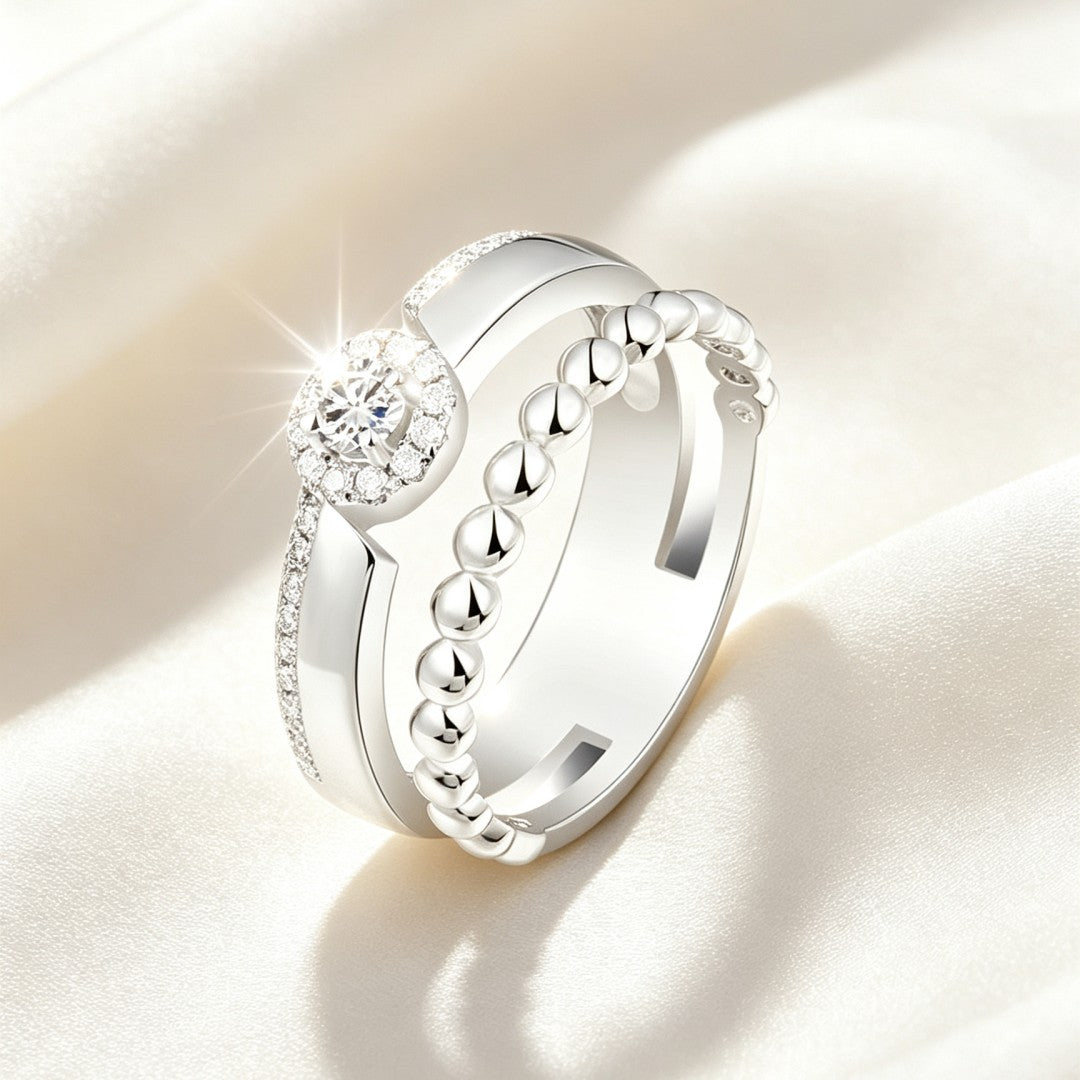 925 Sterling Silver Lab Grown Diamond Fashion Ring-0.287ctw