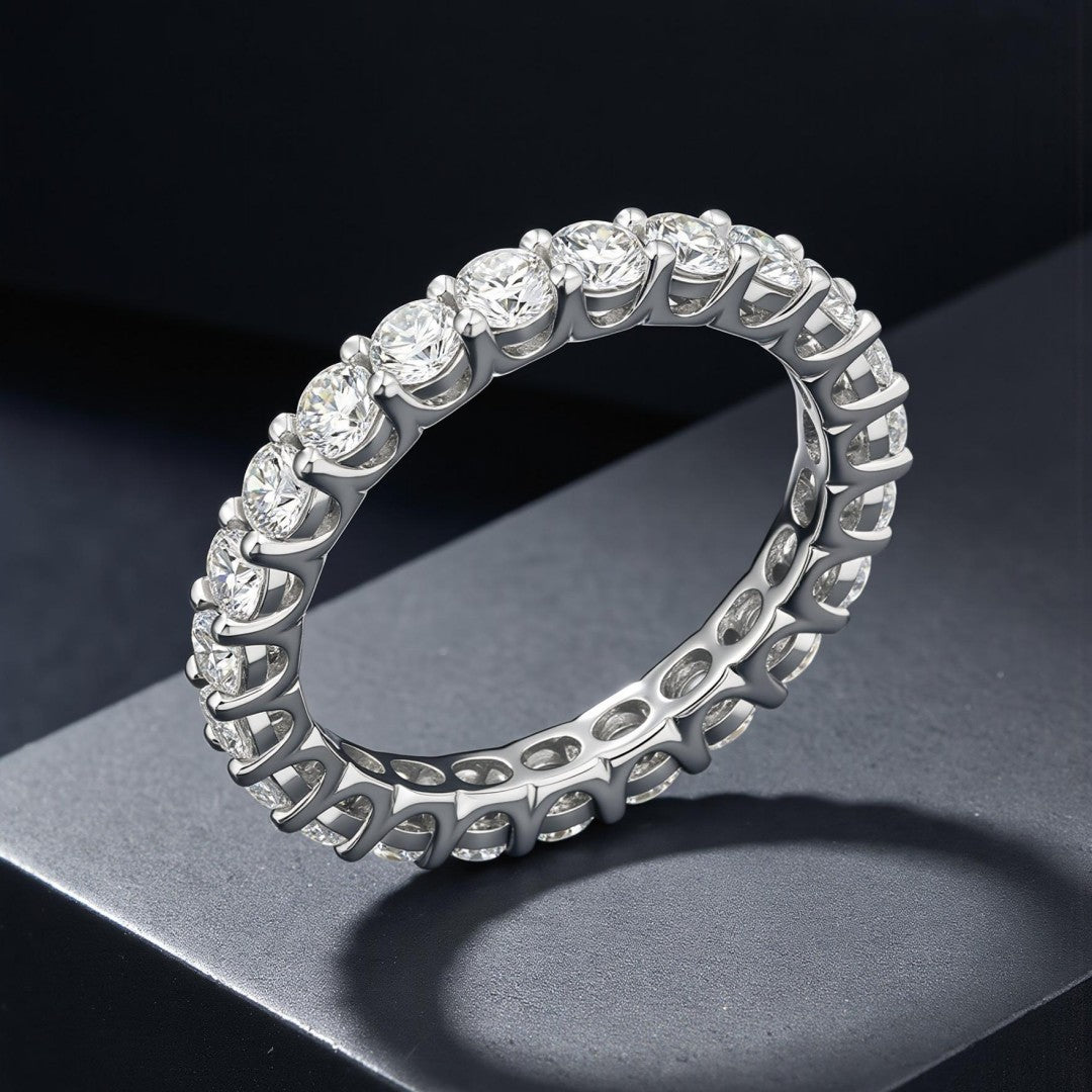 925 Sterling Silver Lab Grown Diamond Round Eternity Band-2.05ctw