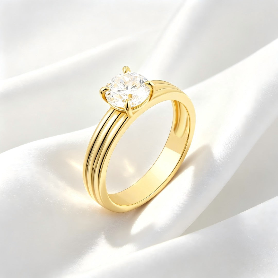 925 Sterling Silver Round Lab Grown Diamond solitaire Ring-1.08ctw