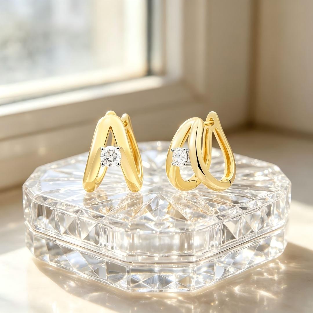 925 Sterling Silver Round Lab Grown Diamond Hoop Earrings-0.764ctw