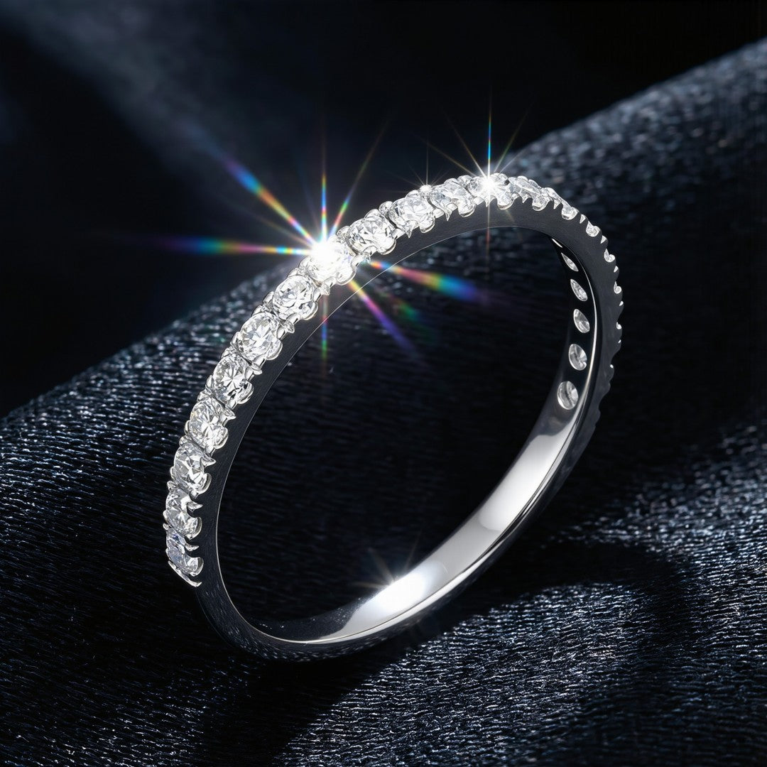 925 Sterling Silver Lab Grown Diamond Pave Band-0.39ctw