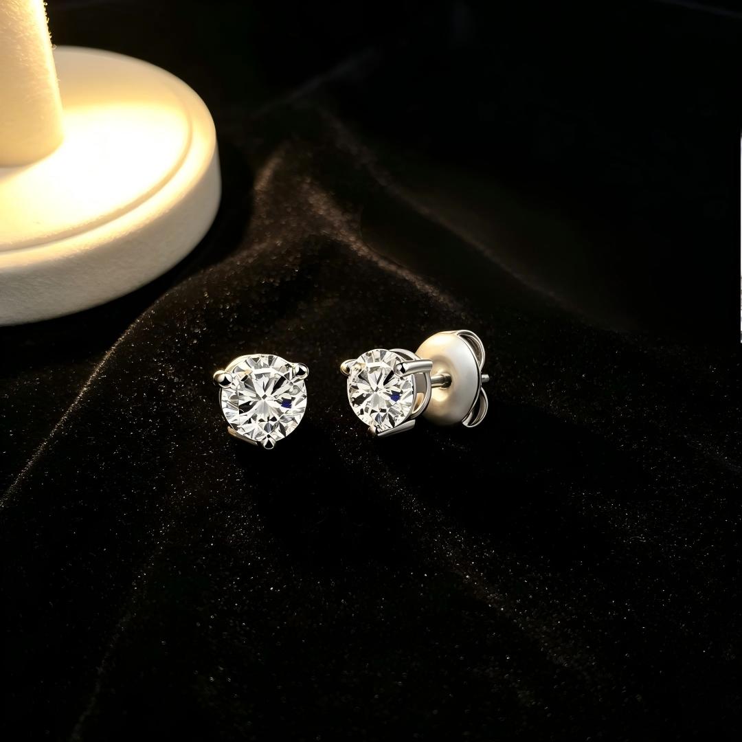 925 Sterling Silver Lab Grown Diamond Martini Earring Studs - 0.6ctw