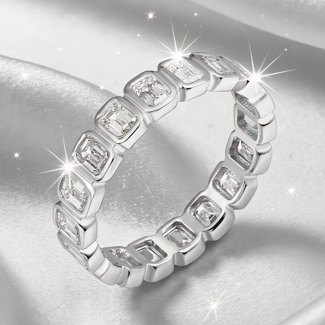 925 Sterling Silver Lab Grown Diamond Baggett Shape Band-2.03ctw