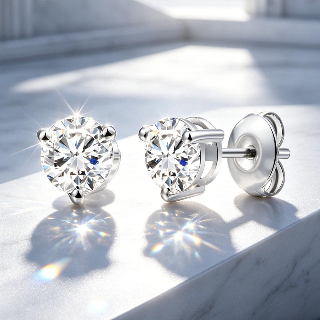 925 Sterling Silver Lab Grown Diamond Martini Earring Studs - 0.78ctw