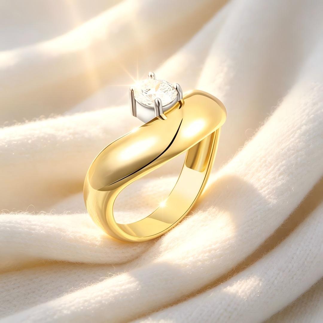 925 Sterling Silver Round Lab Grown Diamond Solitaire Ring-0.516ctw