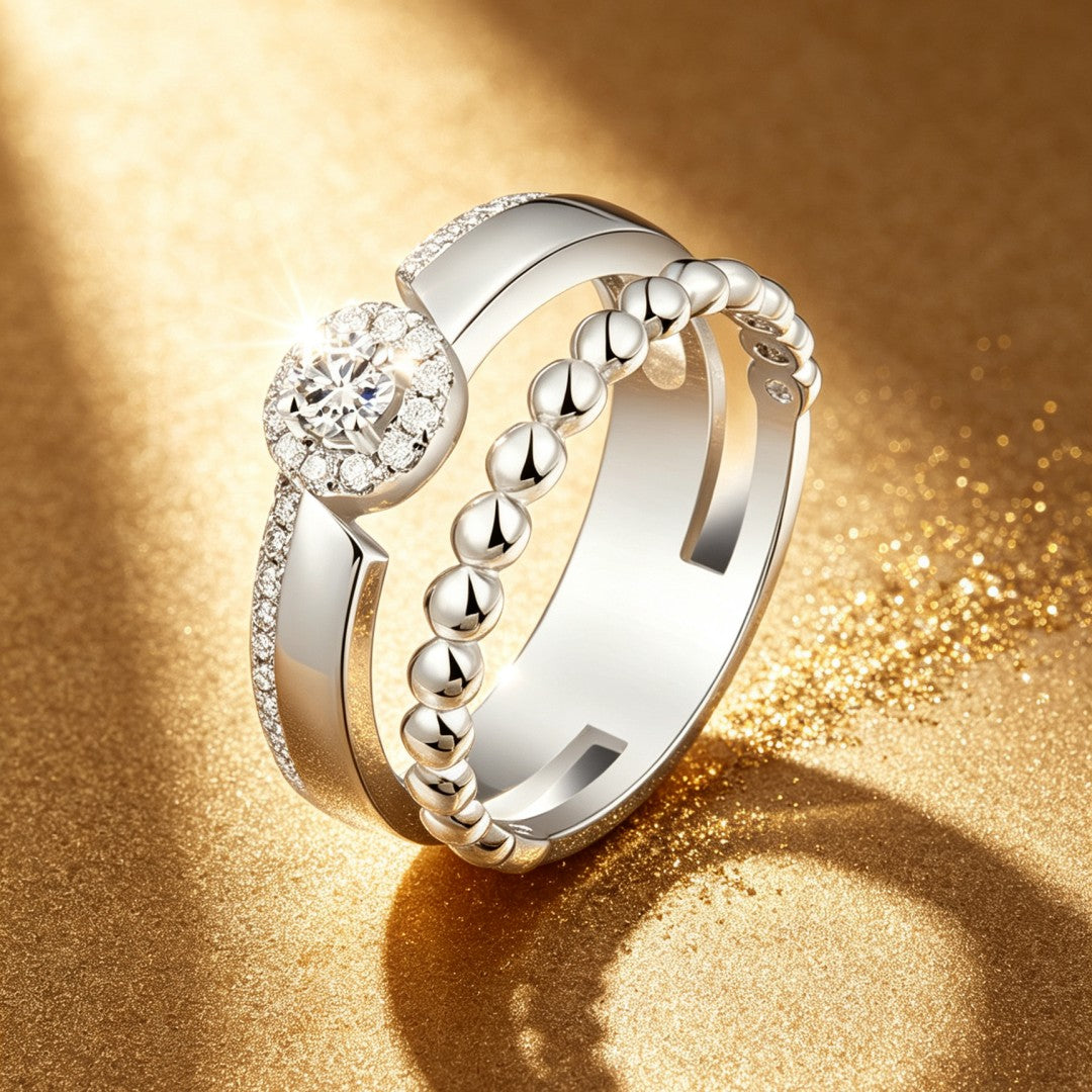 925 Sterling Silver Lab Grown Diamond Fashion Ring-0.287ctw