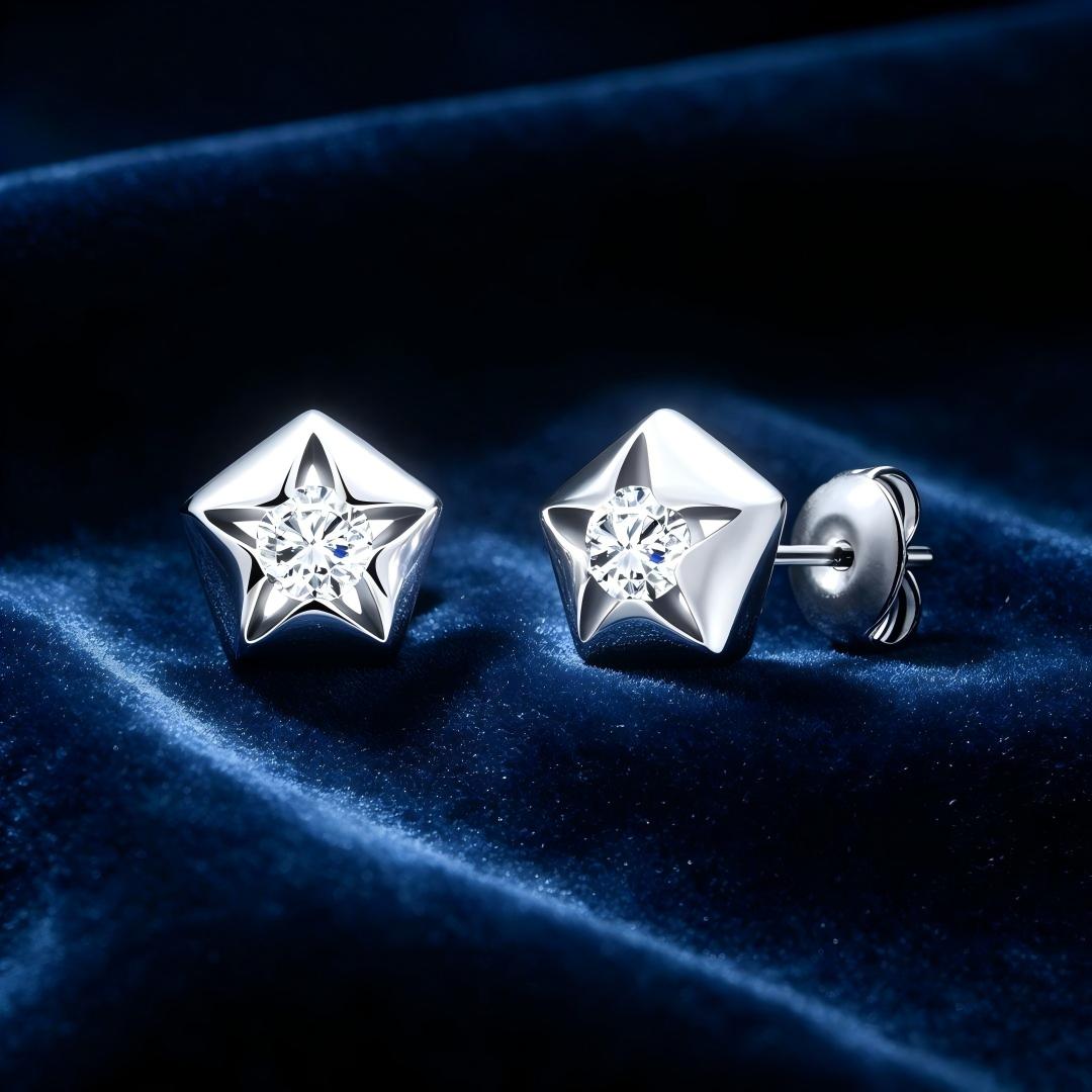 925 Sterling Silver Round Lab Grown Diamond Earrings-0.245ctw