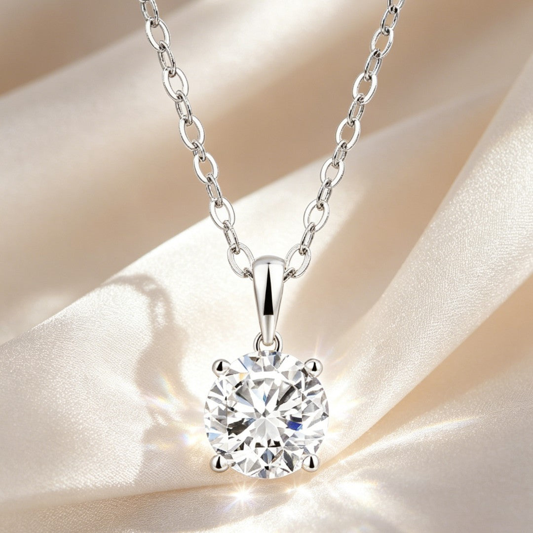 925 Sterling Silver Lab Grown Diamond Solitaire Pendant -1.69ct