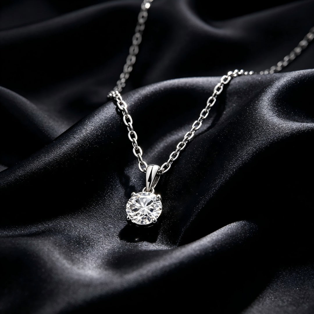 925 Sterling Silver Lab Grown Diamond Solitaire Pendant -0.511ct