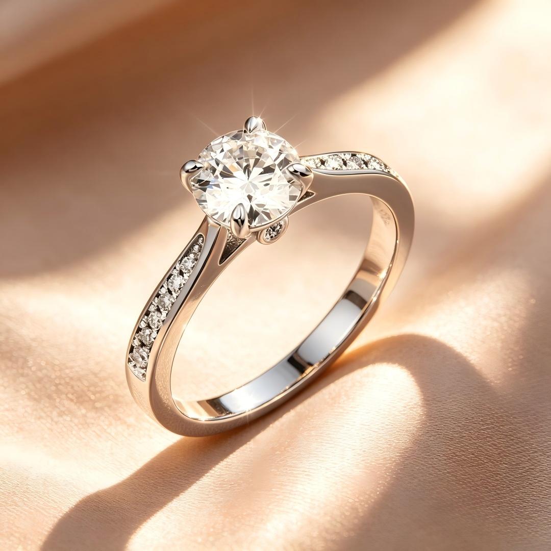 925 Sterling Silver Round Lab Grown Diamond solitaire Ring-1.111ctw