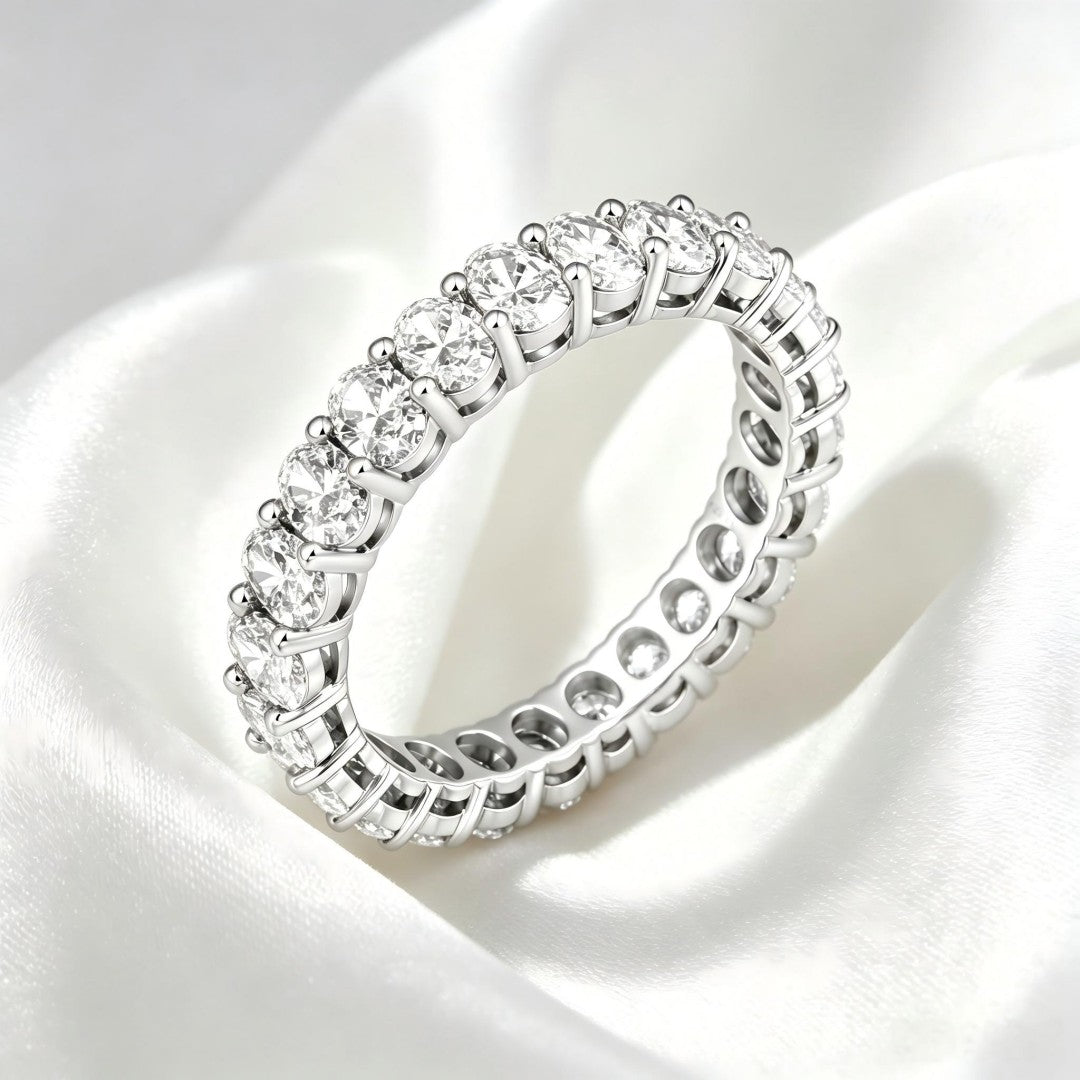925 Sterling Silver Lab Grown Diamond Baggett Shape Band-2.19ctw