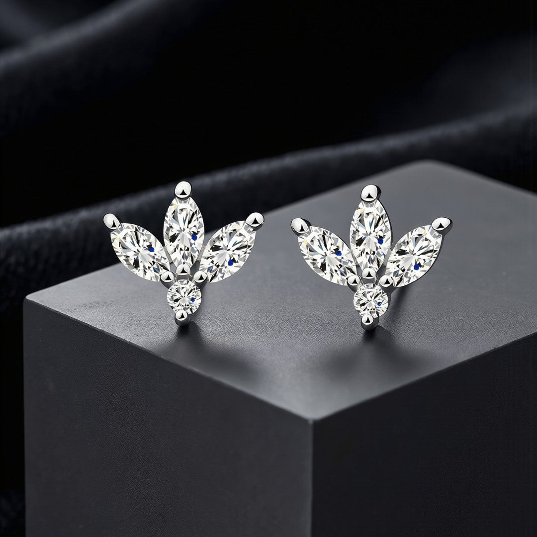 925 Sterling Silver Pear and Round Cut Lab Grown Diamond Earrings-0.407ctw