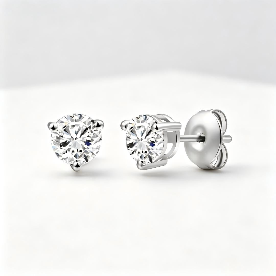 925 Sterling Silver Lab Grown Diamond Martini Earring Studs - 0.72ctw