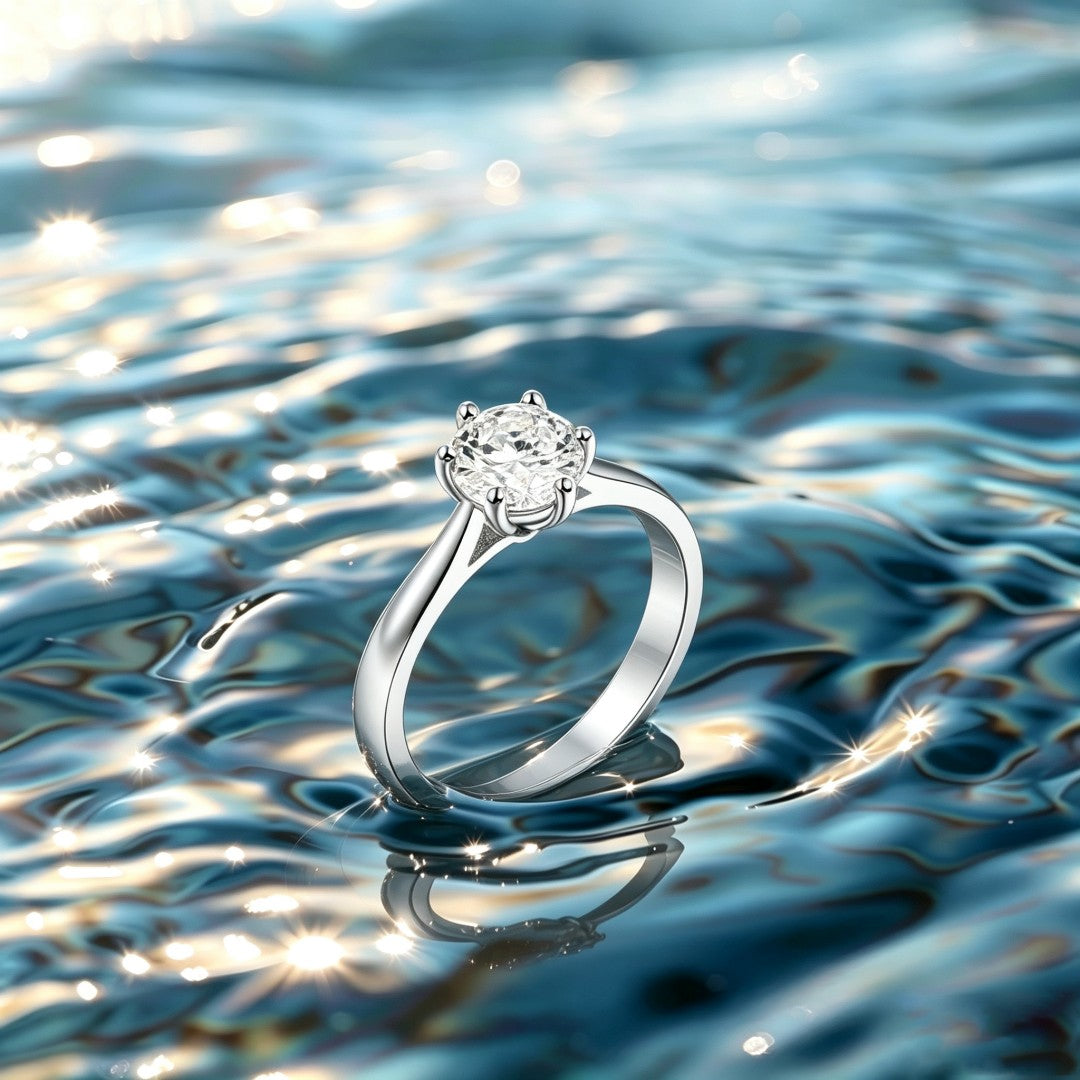 925 Sterling Silver Round Lab Grown Diamond solitaire Ring-1.02ctw