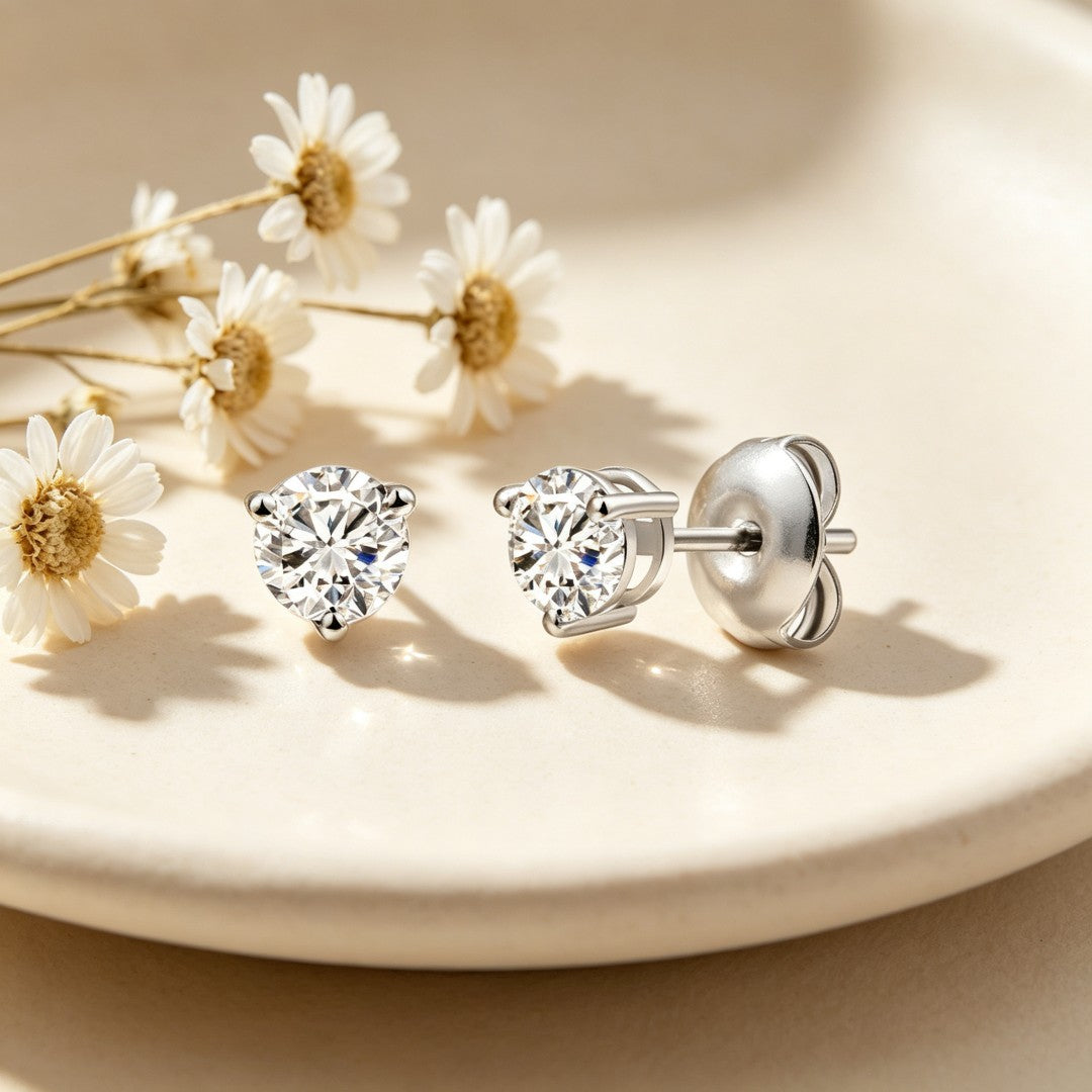 925 Sterling Silver Lab Grown Diamond Martini Earring Studs - 0.295ctw