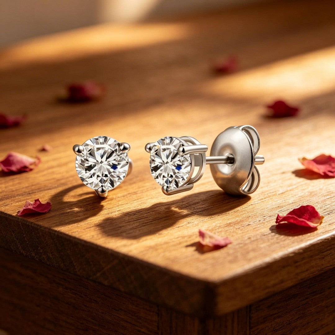925 Sterling Silver Lab Grown Diamond Martini Earring Studs - 0.45ctw