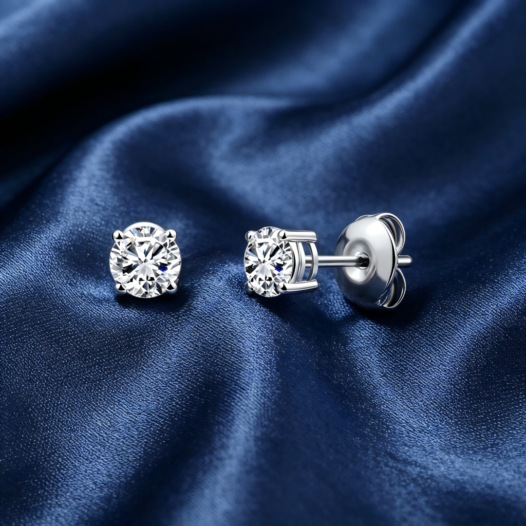 925 Sterling Silver Lab Grown Diamond Four-Prong Solitaire Earring Studs - 0.30ctw