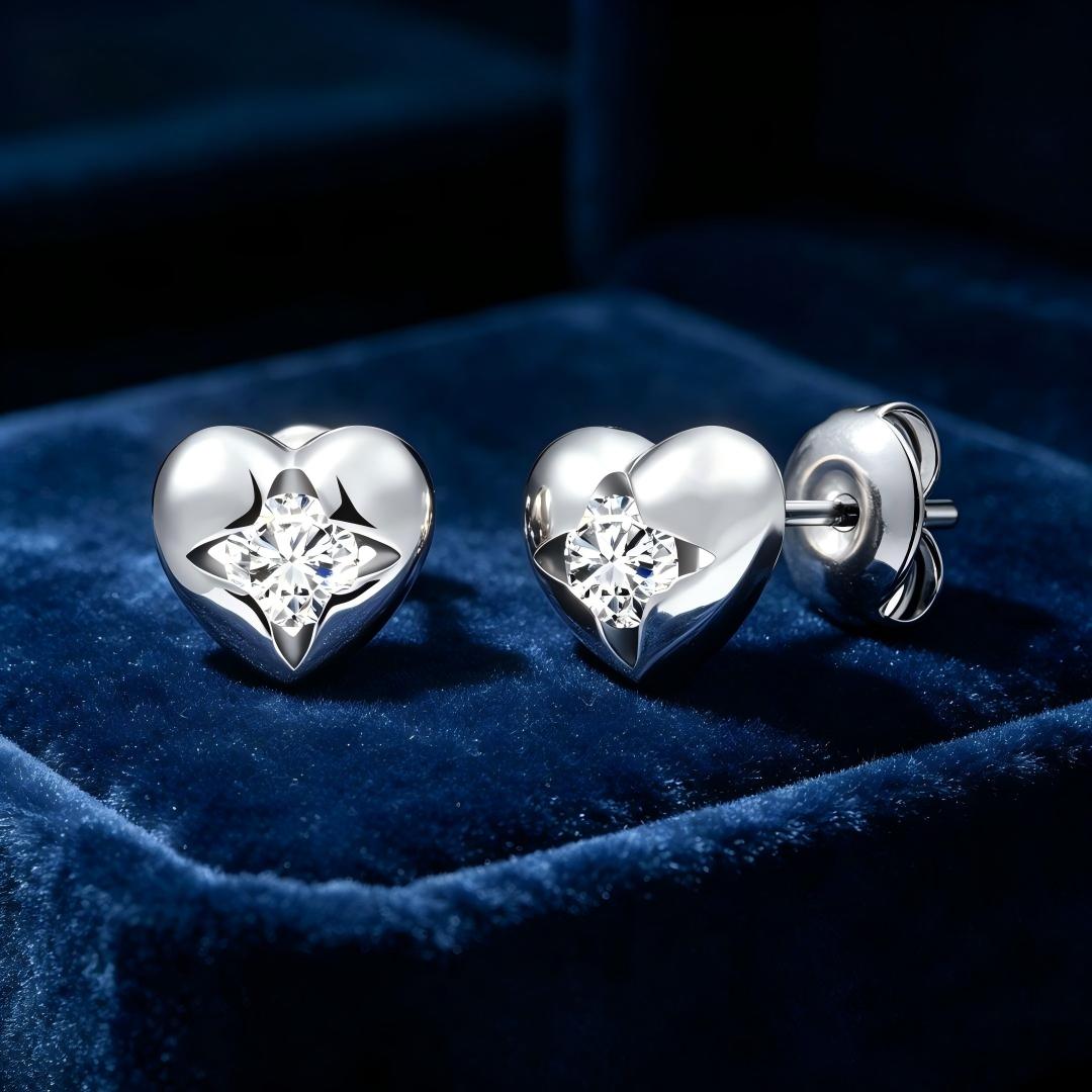 925 Sterling Silver Round Lab Grown Diamond Earrings-0.245ctw