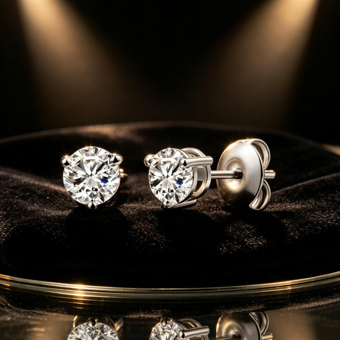 925 Sterling Silver Lab Grown Diamond Martini Earring Studs - 0.6ctw