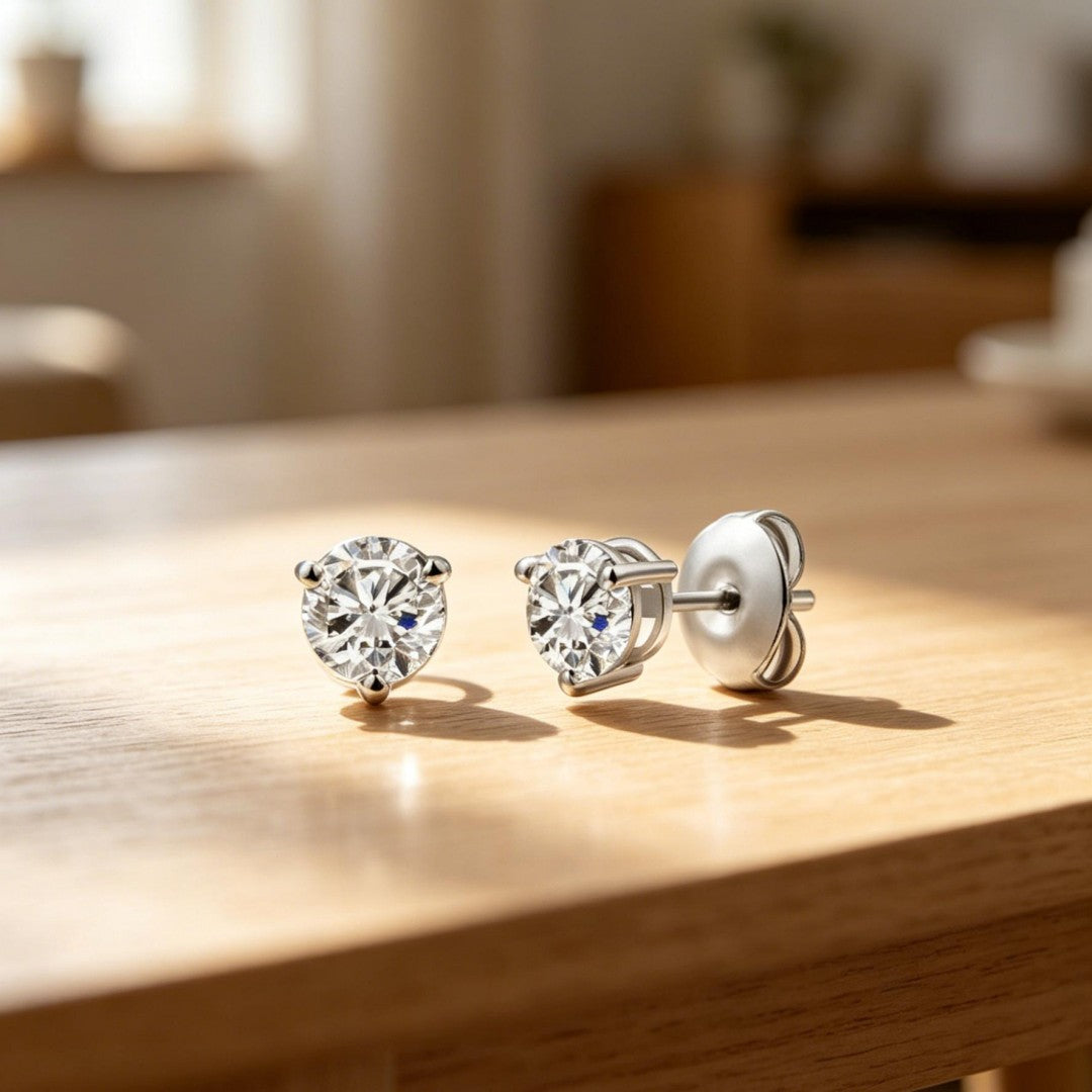 925 Sterling Silver Lab Grown Diamond Martini Earring Studs - 0.45ctw