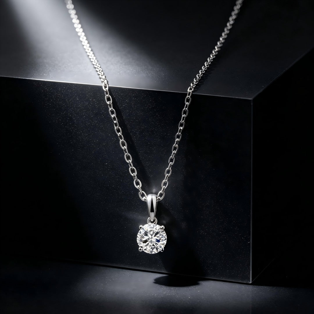 925 Sterling Silver Lab Grown Diamond Solitaire Pendant -0.511ct