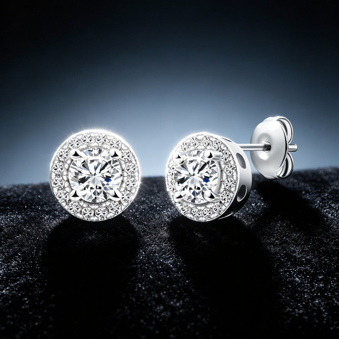 925 Sterling Silver Round Lab Grown Diamond Earrings-0.636ctw