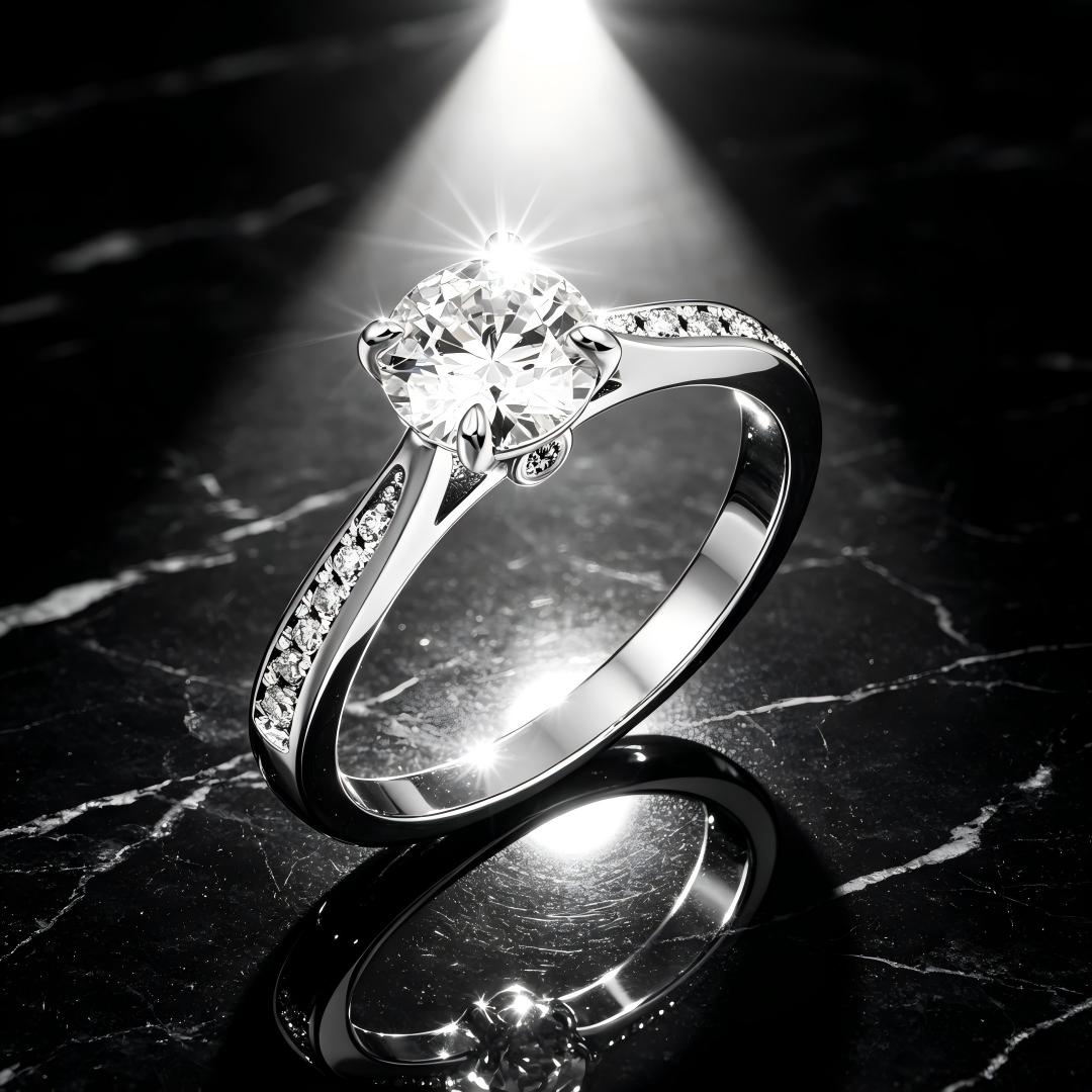 925 Sterling Silver Round Lab Grown Diamond solitaire Ring-1.111ctw