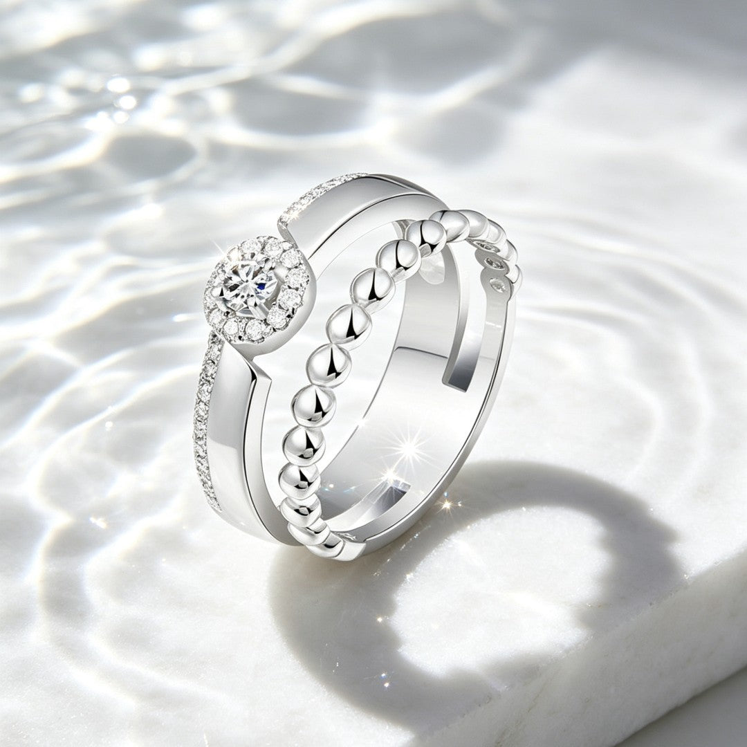 925 Sterling Silver Lab Grown Diamond Fashion Ring-0.287ctw